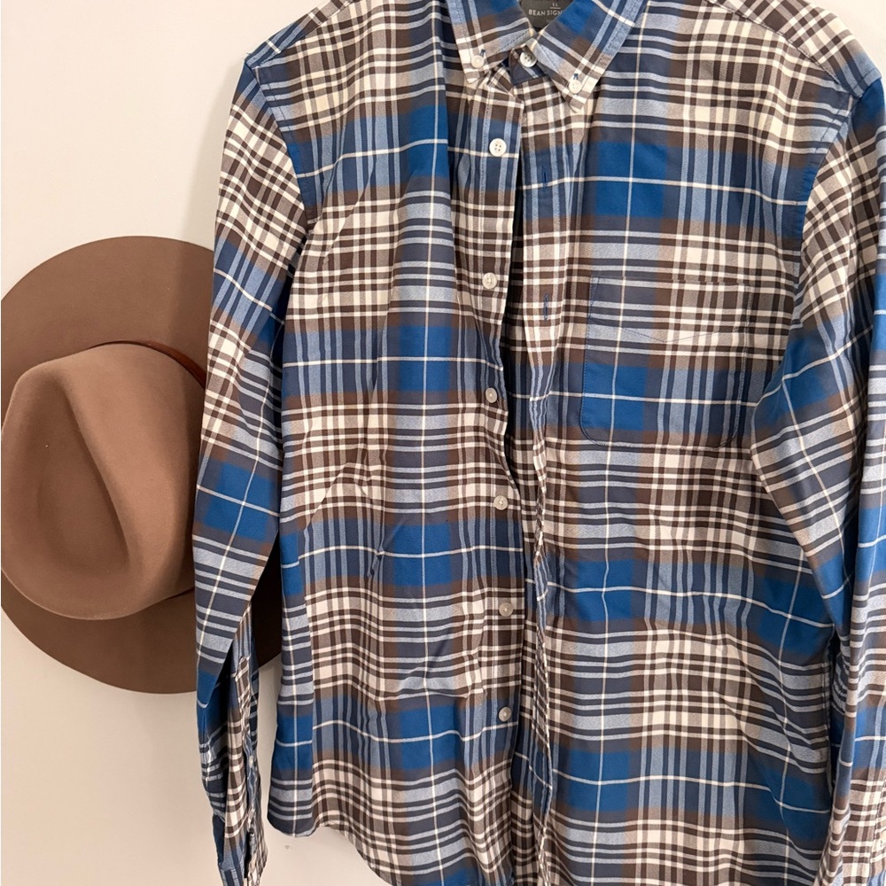 L.L. Bean Blue and Brown Plaid Casual Shirt